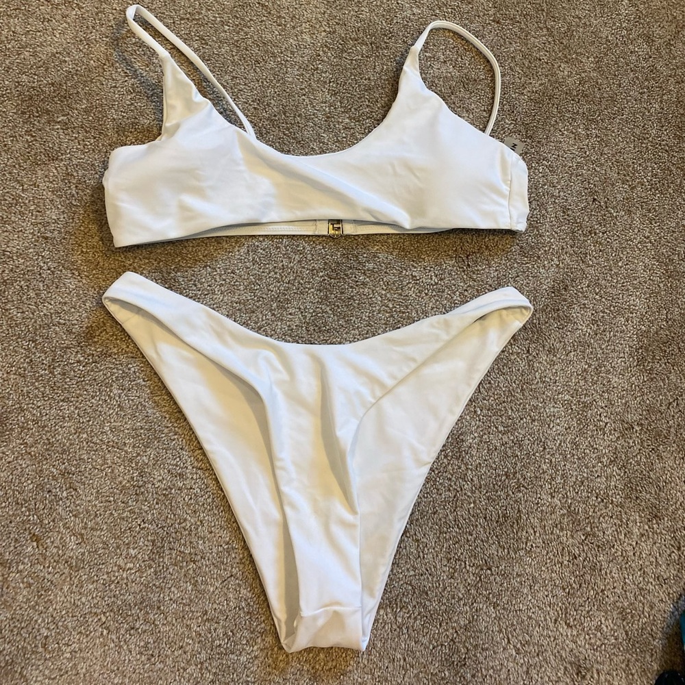Shein high cut white bikini